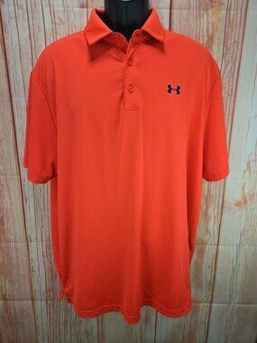 Under Armour Mens HeatGear Neon Orange Polo Shirt XL